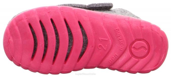 Superfit Light Grey/Pink Babies HAPPY - Slipper with Velcro Fastener Z6Z8160